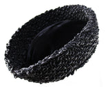 1940s Black Hat in Faux Curly Lamb Fur - 30s 40s WWII Era Millinery with Military Look - 1930s Swing Style Velvet Toy Soldier - Fall Winter
