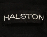 Size 4 Halston Jacket - Elegant Black Bias Cut Silk with Slant Seaming - 1970s 80s Minimalist Designer - Open Front - Gorgeous! - Bust 32.5