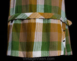 Size 10 Wool Plaid Skirt - 1950s 60s Tan Brown & Sage Green Checked Fall Autumn Secretary Style - 50's Girl Friday Office Wear - Waist 29