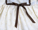 Prairie Baby's Dress - Size 9 to 12 Months - 1970s Retro Brown Velveteen Hippie Pinafore Style Frock with Faux Eyelet Cotton - Little House