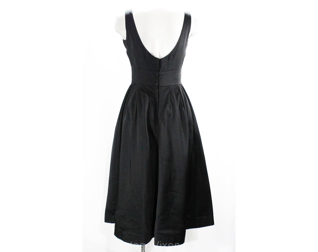Size 6 Black Satin 50s Cocktail Dress - 1950s Party Size 6 Black Satin 50s Cocktail Dress - 1950s Party