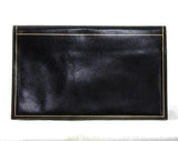 1940s Fine Black Wallet - Exquisite Italian Leather with Gold Flourish Border - Made in Italy - 40s 50s Deadstock - Beautiful Gift Idea