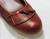 Size 6.5 M Brown Leather Loafers by Dexter - High Quality - 1980s Oxblood Leather Shoes - 80s Preppy Deadstock - Platform Rubber Heel