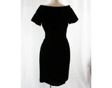 Size 10 Designer Velvet Dress - Chocolate Brown Fitted Cocktail - 1980s Arnold Scaasi - Short Sleeved - Sexy Asymmetric Fitted - Bust 35.5