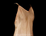Size 6 1930s Full Slip - Small 30s Bias Cut Rayon Backless Slip - Long Evening Ankle Length - Peach Pink Movie Star Lingerie - Bust 34