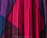 Size 8 Plaid Skirt - 1980s Retro Magenta Pink Purple & Indigo Blue Faux Wool 80s - Full Pleated Flare - Fall Winter Jeweltones - Waist 27