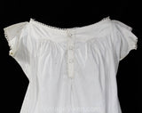 Size 12 Antique Nightgown - Charming Victorian Edwardian 1890s 1900s White Cotton Chemise - Medium Short Sleeve - All Hand Sewn - Bust 38