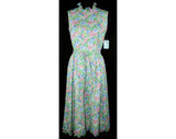 Size 6 Summer Dress - Adorable Violet & Blue Gauze Dress with Curlique Lace - Sleeveless 60s Deadstock - Mint Condition - Bust 34 - 33349