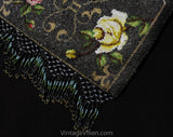 Antique 1900s 1910s Beaded Purse - Large & Impressive Edwardian Lady's Handbag - Art Nouveau Flower Filled Vase in Cameo - Roses and Fringe