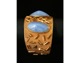Retro 50s Brass Confetti Cuff Bracelet with Periwinkle Stones - Gold & Blue Bracelet - 1950s Rockabilly - Vintage Vixen - Bad Girl - 40152-1