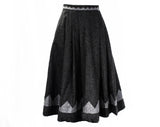 Size 10 Gray Wool Skirt from Austria - Tyrolean 1980s High Quality Designer - Medium Size Pleated Full Skirt - Zig Zag Two Tone - Waist 28