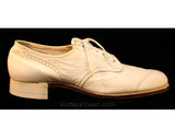 Men's Size 7 Authentic 1930s Shoes - Art Deco Era 20s 30s White Leather Oxford Shoe - Mens 7A Narrow / Ladies 9 A - Rare NOS Deadstock