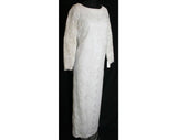 Size 8 Bridal Gown - Chantilly Lace Wedding Dress with Bow Accents - Long Sleeve 1960s Sheath Dress - Lace & Taffeta - Bust 36.5 - 31829