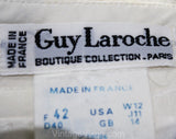 Size 10 Polka Dot Dress - Designer Guy Laroche 1950s Inspired Summer Party Cocktail - Black & White Cotton with Peplum Tier Skirt - Waist 28
