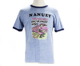 Vintage Joke Tee - Men's Medium 1970s T Shirt - Firemen Have The Longest Hoses - Vulgar Humor 70s T-Shirt - Brindled Blue - Chest 42 - 50040