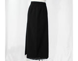 Size 8 Black Maxi Skirt from Bergdorf Goodman - 1960s Wool Ankle Length Skirt with Long Slit - Dramatic 60s Day or Formal Evening - Waist 27