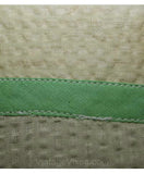 1930s Butter Seersucker Apron with Mint Trim - 30s Half Apron - Small - Spring - Yellow - Excellent Condition - Waist up to 20 - 30495-1
