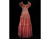 Size 2 1940s Dress - XS Dainty Debutante Pink Evening Gown - 1940s Spring Summer Formal - Sweet Rose Plaid Cotton - Emma Domb - Waist 24