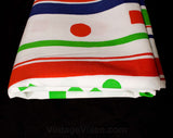 60s Mod Cotton Fabric - Over 3 Yards x 44.5 Inches - 1960s Canvas Yardage - Red White Blue Green Stripes & Geometric Shapes - B. Altman