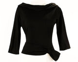 Size 2 Designer Dress - 1950s Marilyn Black Wool Two-Piece Dress - Sexy 50s Lolita Sweater Girl Top & Pencil Skirt - Luisa Spagnoli Italy