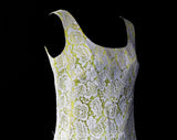 Size 6 Spring Suit - 1960s Yellow & White Lace Cocktail Dress and Jacket - Tailored Sleeveless Sheath - NWT 60s Deadstock - Bust 34.5