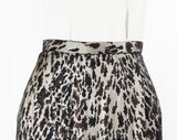 Size 6 Animal Print Wiggle Skirt - 1950s Unusual Design Pencil Style - 50s Brown Black Fitted Silk Chiffon - Tailored Pin Up Chic - Waist 26