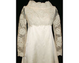 Size 4 Wedding Dress with Train - Sophisticated 1960s Peau du Soie Empire Bridal Gown - Bust 33 - Waist 28.5 - Mint Condition - 32781
