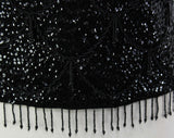 Size 8 Cocktail Top - 1960s Audrey Style Sequins Tank with Lavish Beadwork - Beaded Sleeveless Black Party Blouse - Bust 34.5 - 15703