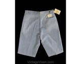 Teen Boy's 1960s Shorts - Size 16 18 Blue Chambray Seersucker Bermuda Style Shorts - 60s Summer Preppy Classic Deadstock - NWT - Waist 28