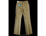 Men's Medium 60s Pants - Mod Late 1960s Khaki Brown Tailored Pant - Boot Cut Flare Trouser - Handsome Deadstock - Waist 32 - Inseam 37.5