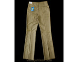 Men's Medium 60s Pants - Mod Late 1960s Khaki Brown Tailored Pant - Boot Cut Flare Trouser - Handsome Deadstock - Waist 32 - Inseam 36.5