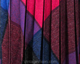 Size 8 Plaid Skirt - 1980s Retro Magenta Pink Purple & Indigo Blue Faux Wool 80s - Full Pleated Flare - Fall Winter Jeweltones - Waist 27