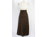 Size 10 Disco Dress - Medium 1970s Glamour - Chocolate Brown & Off White Polyester Knit - Sleeveless 70s Medallion Gown - Bust 36.5 - 49321