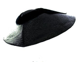Black 1950s Wide Brim Saucer Hat - 40s 50s American Designer Keneth Hopkins - Gorgeous Diva Chic From Hollywood Estate - Straw & Velvet