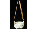 Special 1950s Shoulder Bag - 50s Formal Purse - White Fish Scales Vinyl - Woven Metal Strap - Tassels - Evening Handbag by Rosenfeld - 43335