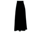 Size 0 Black Maxi Skirt - Classic 1970s Velvety Velour Stretch Knit Ankle Length Long Skirt - Dressy 70s Evening Separates - XXS - Waist 23