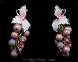 1950s Grapes Necklace & Earrings - Pink and Purple Bauble Clusters by Park Lane - Two Tone 50s Demi Parure - Pastel Spring Chic - 50578