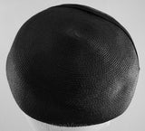 1950s Vintage Navy Blue Straw Hat with Rhinestones - Close-Fitting - Clamper Hat - 50s Mid Century Glamour - Chic 50's Millinery - 35936