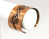 Copper Cuff Bracelet - Southwestern Wave Motif - 1950s 60s Solid Metal Bracelet - Rockabilly Southwest American Boho Bohemian - 50446