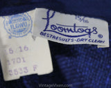 Size 10 Blue Skirt - Large 1960s Royal Sapphire Faux Nubby Linen Tweed - A-Line Skirt with Brassy Belt - Mod 60s NWT Deadstock - Waist 30