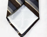 1980s Christian Dior Striped Tie - Classic Gray Brown & Ivory 80s Designer Necktie - Diagonal Satin Stripes - Paris New York - Logo Lining