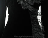 Size 8 1930s Evening Coat - Authentic 30s 40s Velvet Princess Coat with Chantilly Lace Collar & Cuffs - Exquisite Wrap Design - Bust 34.5