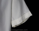 Size 16 White 1960s Shirt with Lace Collar - 1950s 60s Summer Crepe Office Blouse - Large XL Short Sleeved Top - Donna Louise - Bust 41.5