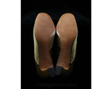 Size 8.5 Brown Shoes - Unworn Elegant Mod 1960s Suede Pumps - 8 1/2 B - Tan Taupe & Caramel Chic Curves - Sophisticated NOS 60s Deadstock