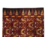 1960s Cotton Print Fabric - 2.5 Yards Burgundy & Brown India Print - Continuous Yardage - 60s 70s Bohemian Grapes Angel Wings Novelty Print