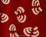 Size 6 Novelty Print Dress - Art Deco Style Silk Top & Skirt - Paprika Red Boho Mushrooms Trees - Asian Style Long Sleeve Tunic - Waist 26