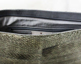 1980s Gray Snakeskin Handbag - 80s Envelope Purse - Beautiful Grey Snake Skin Zip Top Bag by Felipe - Elegant Chevron Design - 48227