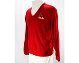 Men's Medium Sweater - 1970s San Francisco California Knit Top - Red V Neck Mens 70s Pullover - Long Sleeved American Souvenir - Chest 43