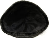 Child's 1920s 1930s Winter Hat - Black Panne Velvet Sheared Faux Fur - Close Fit Soft Cap with Brim - Never Worn 20s 30s Deadstock - 50361