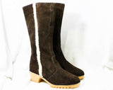 Size 5 1/2 Shearling Style Suede Boots - 1960s Deadstock - Made in Hungary - Beautiful Condition & Quality - Hiking Boot Style Sole -43226-2
